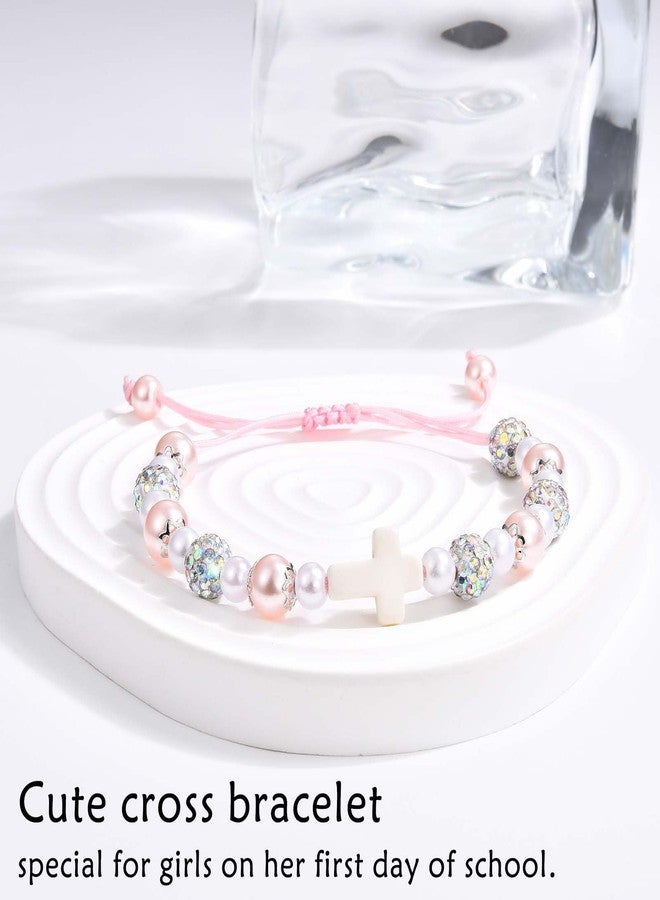 FIEEFX First Day of Preschool Pre K Bracelet Gift Cross Pearl 1st Day of Preschool Prek Back to School Gifts Bracelet for Girls Daughter Granddaughter Niece Sister - Image 2