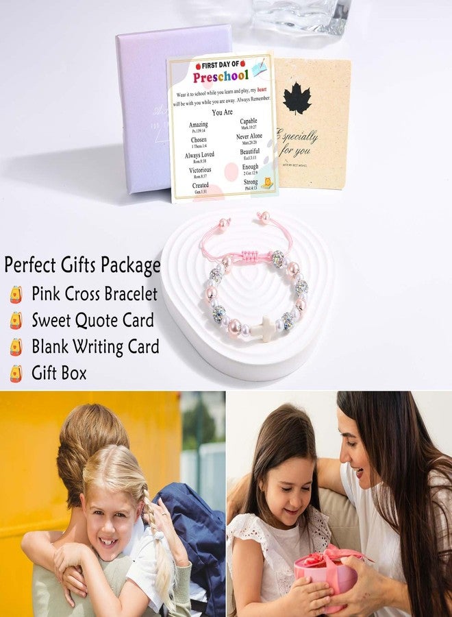 FIEEFX First Day of Preschool Pre K Bracelet Gift Cross Pearl 1st Day of Preschool Prek Back to School Gifts Bracelet for Girls Daughter Granddaughter Niece Sister - Image 5