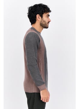 Sorbino Men Crew Neck Colorblock Sweater, Grey  - Image 2