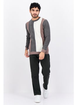 Sorbino Men Crew Neck Colorblock Sweater, Grey  - Image 4
