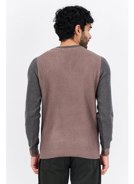 Sorbino Men Crew Neck Colorblock Sweater, Grey  - Image 3