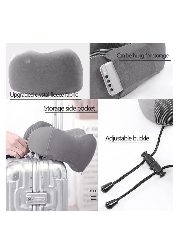 عربست وسادة رقبة على شكل طائرة - وسادة سفر من إسفنج الذاكرة، ناعمة وداعمة للرقبة للسفر والنوم والراحة والسيارة والقطار والاستخدام المنزلي (رمادي) - Image 2