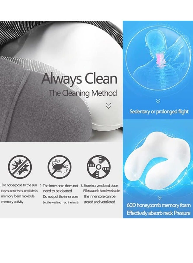 عربست وسادة رقبة على شكل طائرة - وسادة سفر من إسفنج الذاكرة، ناعمة وداعمة للرقبة للسفر والنوم والراحة والسيارة والقطار والاستخدام المنزلي (رمادي) - Image 3