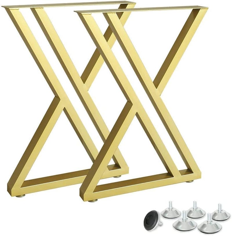 Dcloud Metal Gold Table Legs Heavy Duty Square Iron Metal Desk Legs Set of 2 28 Height 17 Wide Furniture LegsDining Table LegsIndustrial Table LegsOnly Legs Gold - Image 1