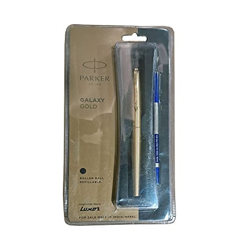 Parker Galaxy Gold Roller Ball Pen, Elegant and Sophisticated, Perfect for Office Professionals, College Students, and Individual Use, Premium Writing Experience - Image 2