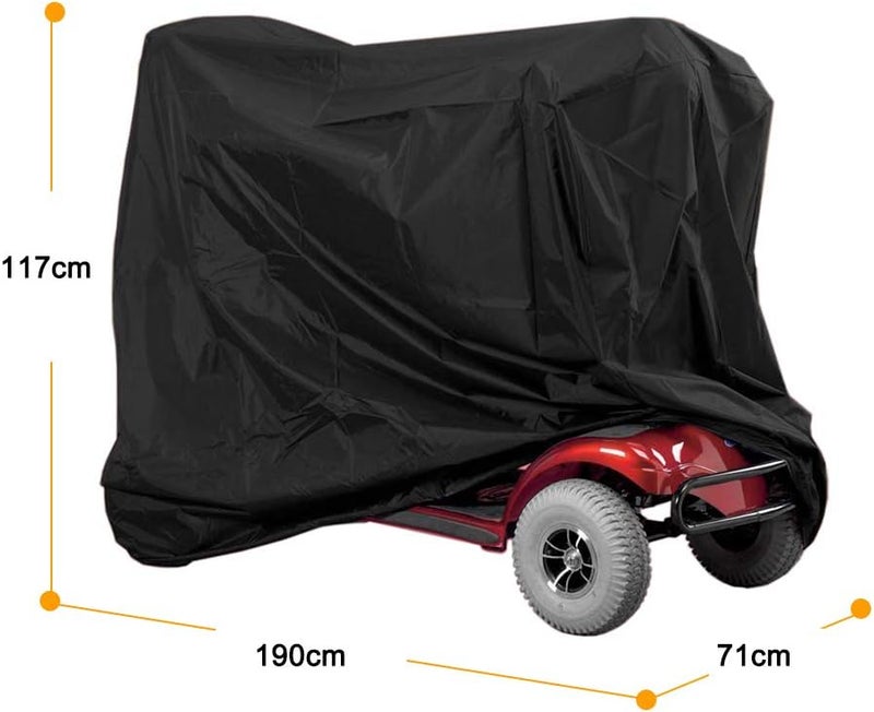 Electric Mobility Scooter Storage Cover, 190D Oxford Wheelchair Cover Waterproof Weatherproof, Heavy Duty Electric Wheelchair Cover Protector Vehicle Cover Foldable Carry Bag - Image 5