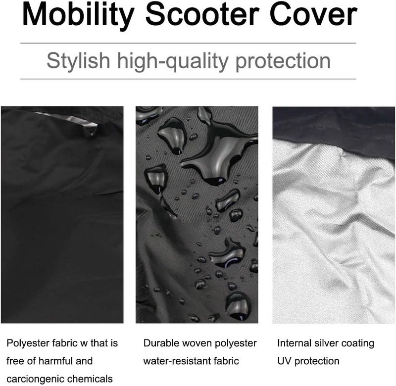 Electric Mobility Scooter Storage Cover, 190D Oxford Wheelchair Cover Waterproof Weatherproof, Heavy Duty Electric Wheelchair Cover Protector Vehicle Cover Foldable Carry Bag - Image 3