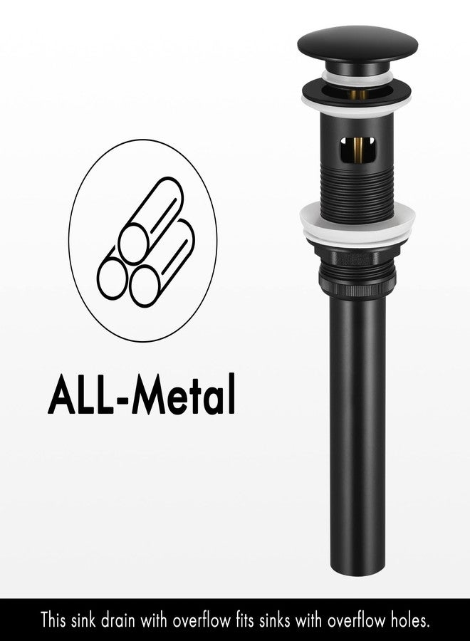 KES Black Bathroom Faucet & Bathroom Sink Drain with Overflow, cUPC Certified Vanity Single Hole Faucet with Pop Up Drain Stopper Rustproof Matte Black, L3156ALFF12-BK-C3 - Image 5