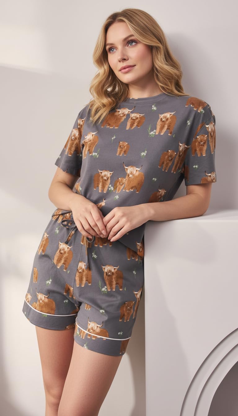 Celary Korean Women Cotton Blend Night Suit Set | Half Sleeve Printed T-Shirt & Shorts Co-Ord Set | Soft & Comfortable Sleepwear for Women - Image 2