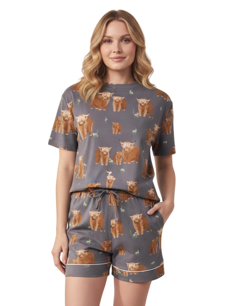 Celary Korean Women Cotton Blend Night Suit Set | Half Sleeve Printed T-Shirt & Shorts Co-Ord Set | Soft & Comfortable Sleepwear for Women - Image 1