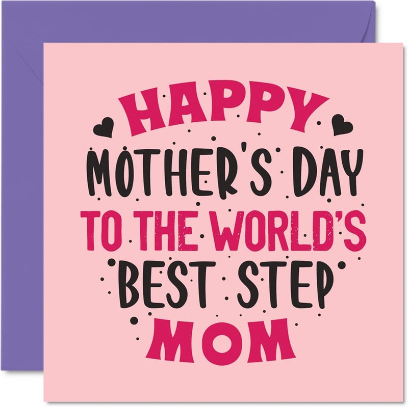 Stuff4 Step Mom Mothers Day Card  Worlds Best Step Mom  Novelty Happy Mothers Day Card Gifts from StepSon Daughter 57 x 57 Inch Moms Day Greeting Cards for Step Mama Mum Mam Mammy Mommy - Image 1