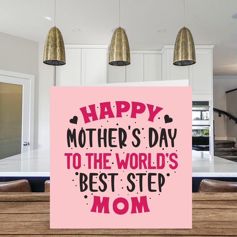 Stuff4 Step Mom Mothers Day Card  Worlds Best Step Mom  Novelty Happy Mothers Day Card Gifts from StepSon Daughter 57 x 57 Inch Moms Day Greeting Cards for Step Mama Mum Mam Mammy Mommy - Image 3