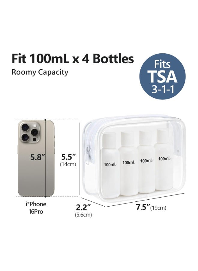 PACKISM TSA Approved Toiletry Bag - Clear Makeup Bag 3 Pack Medium, Quart Size Bag Travel Makeup Cosmetic Pouch for Women, Carry on Airport Airline Compliant Bag, White - Image 1