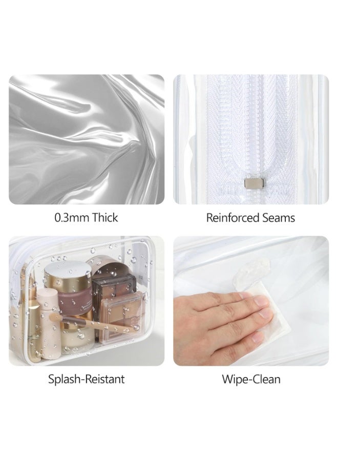 PACKISM TSA Approved Toiletry Bag - Clear Makeup Bag 3 Pack Medium, Quart Size Bag Travel Makeup Cosmetic Pouch for Women, Carry on Airport Airline Compliant Bag, White - Image 2