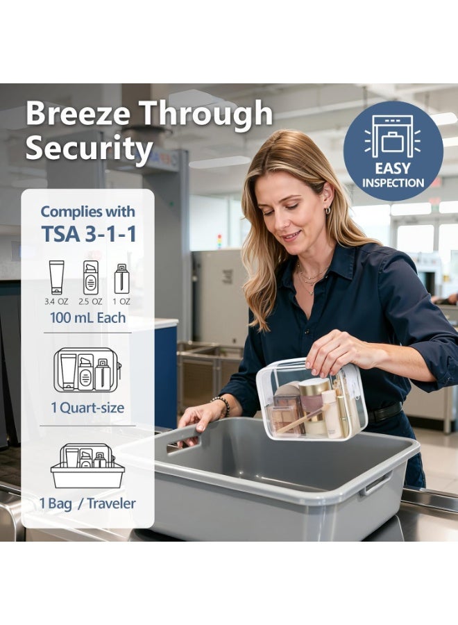 PACKISM TSA Approved Toiletry Bag - Clear Makeup Bag 3 Pack Medium, Quart Size Bag Travel Makeup Cosmetic Pouch for Women, Carry on Airport Airline Compliant Bag, White - Image 4