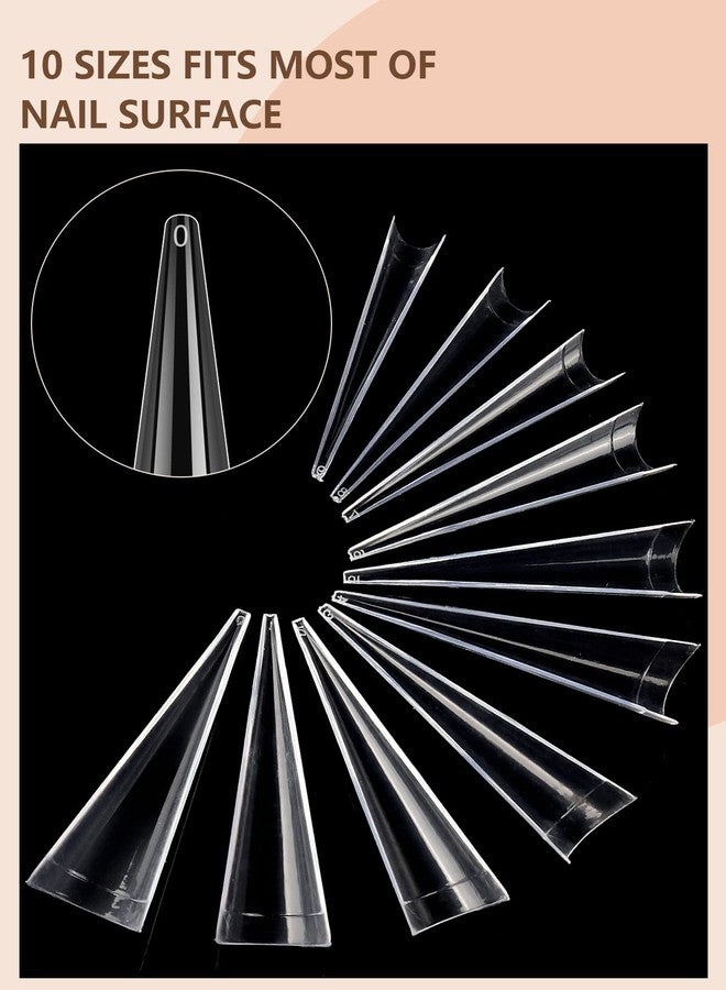 LIONVISON 500Pcs Stiletto Nail Tips for Acrylic Nails, XL Long Clear False Nails Tips Soft Traceless, Half Cover Tapered Square False Nail Tips for Nail Extension Nail Art, Home DIY Nail Salon 10 Sizes - Image 4