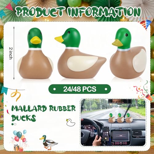 Deekin 24 Pcs Rubber Ducks 2 Inch Party Favors Small Animal Rubber Ducks for Cruise Ships for Shower Birthday Gift Activity Theme Party Mallard - Image 5