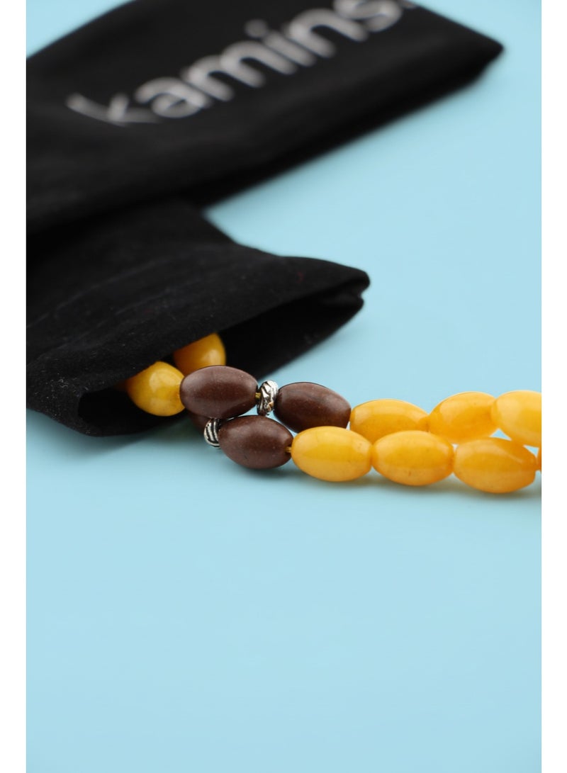 Kamins Collection yellow Jade & Rosewood Tasbih - Image 2