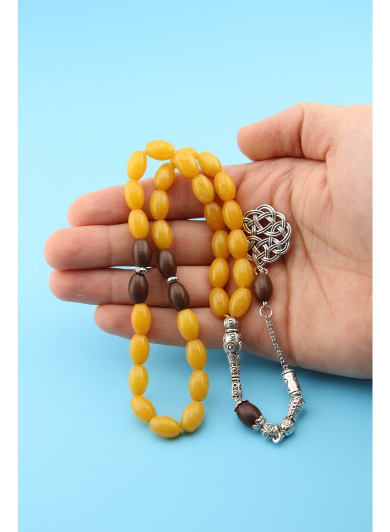 Kamins Collection yellow Jade & Rosewood Tasbih - Image 4