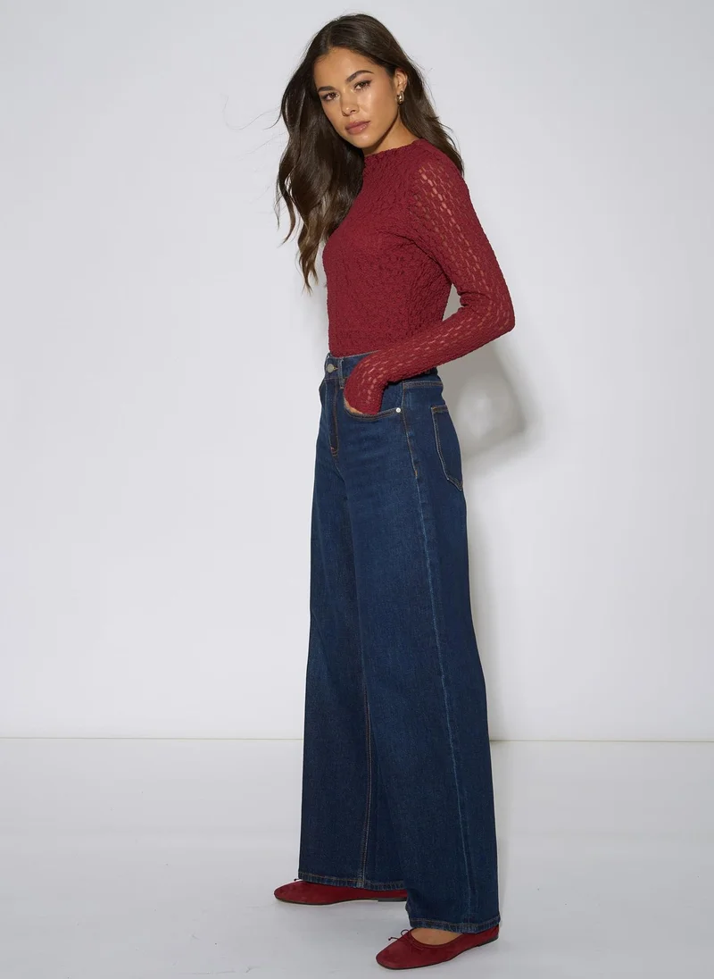 Gini London  Indigo Mid Rise Wide Leg Jeans for Women | Best Price UAE