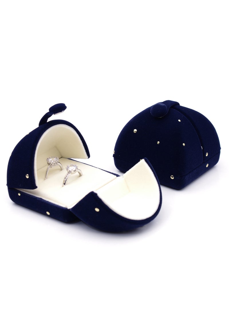 صندوق هدايا فاخر بحلقة إضاءة LED، صندوق تخزين لأساور المجوهرات المخملية، صندوق تخزين لحفلات الزفاف، والخطوبة، والاقتراح، وأعياد الميلاد والذكرى السنوية (أزرق) صندوق خاتم من حجر الراين المطحون