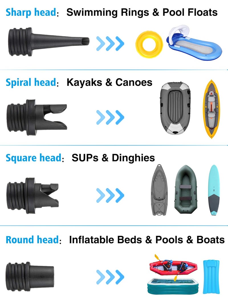 PAMASE Inflatable SUP Pump Valve Adapter Set - Standard Air Valve Adapter with 4 Nozzles, Air Pump Converter for Kayaking Surfboard Inflatable Bed Boat Stand Up Paddle Board Dinghy - Image 2