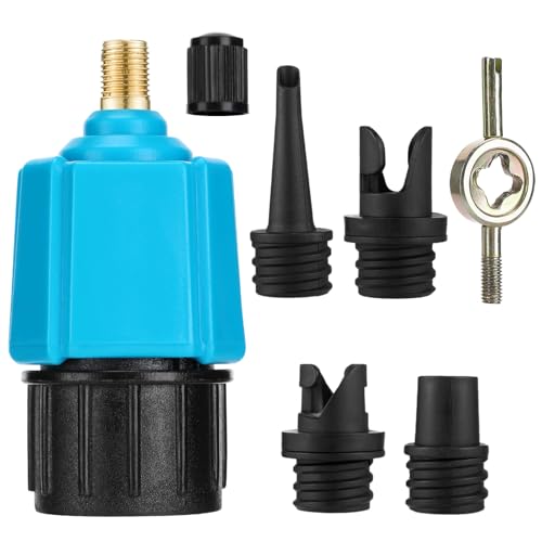 PAMASE Inflatable SUP Pump Valve Adapter Set - Standard Air Valve Adapter with 4 Nozzles, Air Pump Converter for Kayaking Surfboard Inflatable Bed Boat Stand Up Paddle Board Dinghy - Image 1