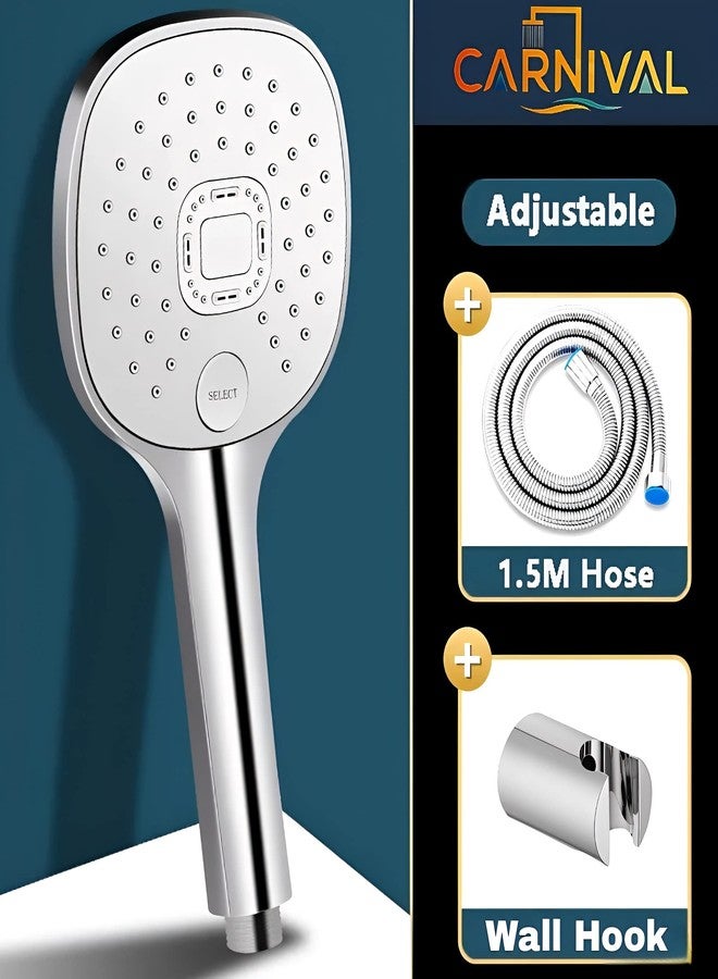 Carnival ABS Adjustable Multi Function (3 Mode) Hand Shower For Bathroom | Multiflow Hand Shower Set With 1.5 Meter Tube (Pipe) and Wall Hook | Telephone Shower For Bathroom - Image 2
