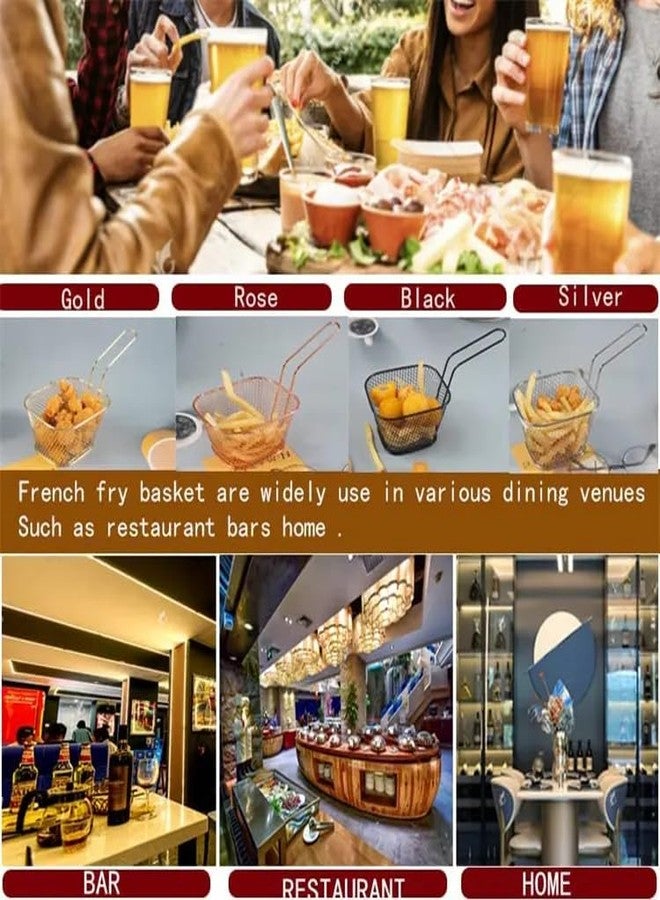 Dayish Mini Square Fry Basket,Stainless Steel French Fries Basket, Potatoes Chips & Chicken Fried Food Table Serving, Suitable for Kitchen Restaurant Party Barbecue Strainer Baskets - Black(3 Pieces) - Image 4