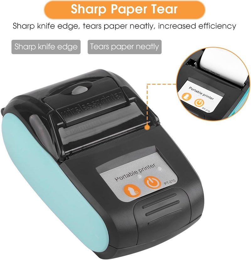 كلاراكو طابعة حرارية، طابعة إيصالات لاسلكية محمولة مزودة بتقنية البلوتوث وطابعة فواتير حرارية 58 مم 110-240 فولت (أزرق، USS) - Image 5