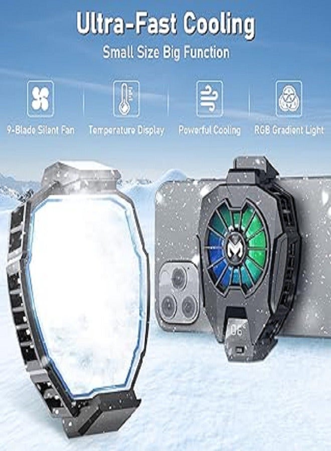 Memo مبرد الهاتف المحمول، مروحة تبريد الهاتف مع عرض درجة الحرارة، للألعاب - Image 1