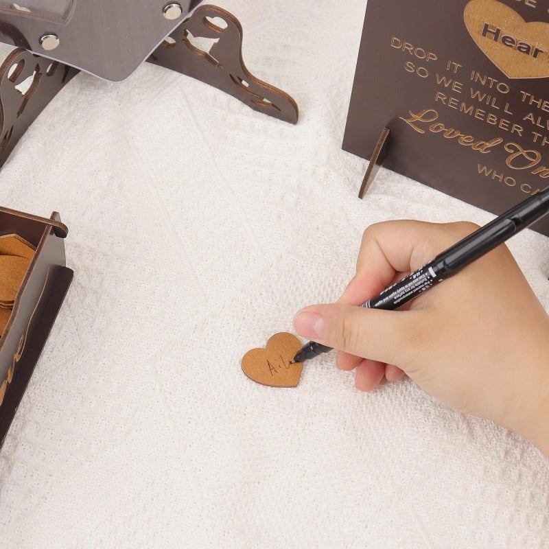 Dezhier Heart Wedding Guest Book Alternative, Coffee Color Rustic Wooden Wedding Souvenirs with Heart Picture Frame, Heart Guest Book Drop Box, Personalized Decor Party Birthday - Image 3