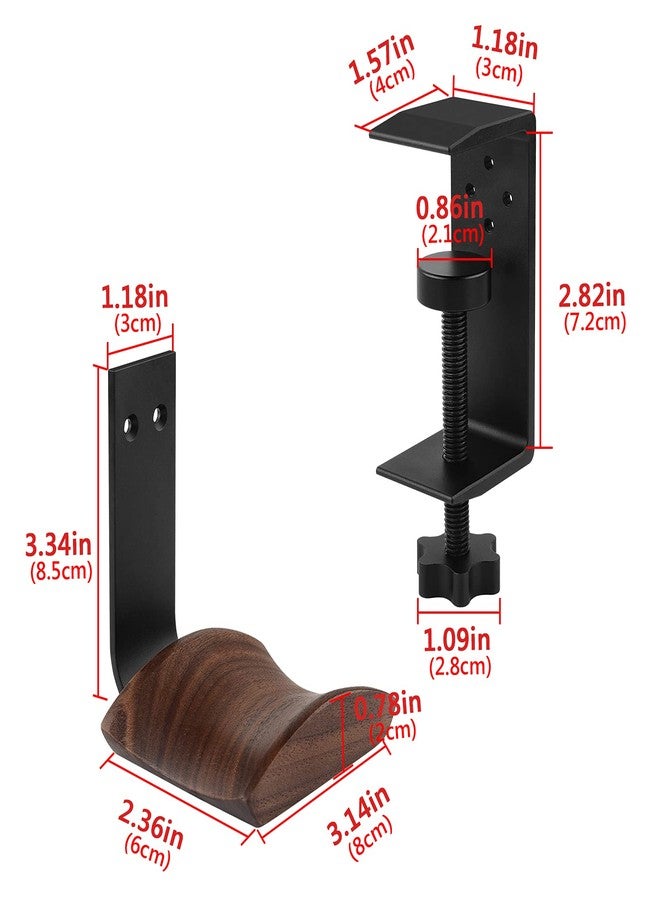 Geekria Wooden Headphones Stand Compatible with Apple AirPods Max, Sony WH-1000XM6 Headphone Hook, Earphones Hanger Mount, Dual-Purpose Aluminum Headset Desktop Clip with Walnut Holder - Image 3