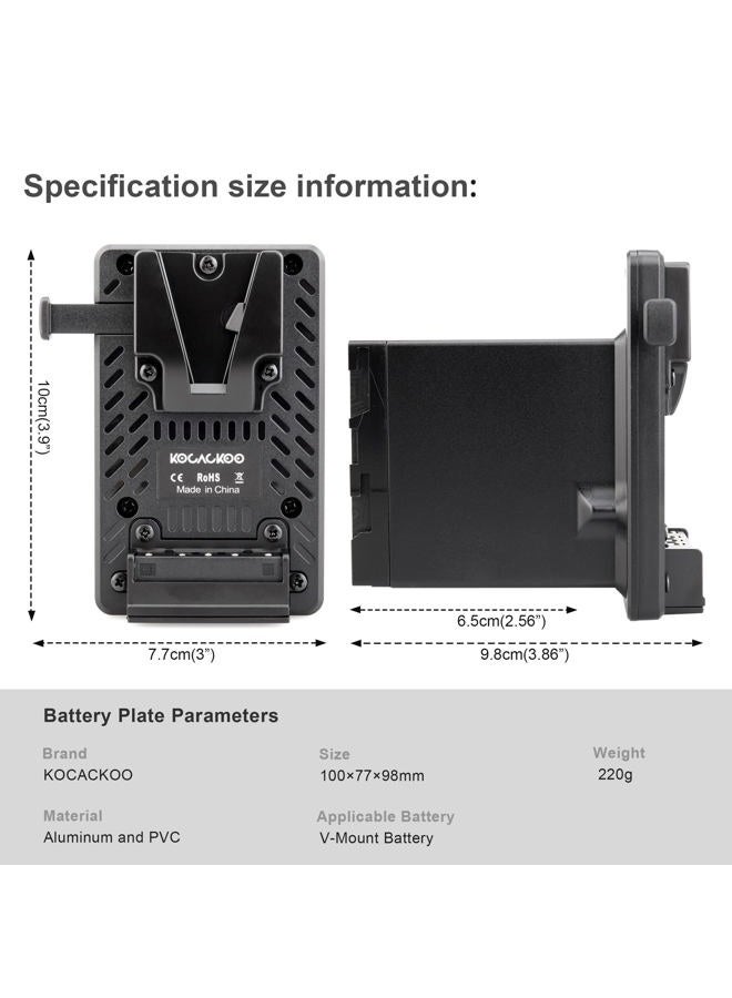 kocackoo Fully decoded V-Mount Battery to BP-U Series Battery Conversion Adapter Plate for Sony ILME-FX6/FX6VK，PXW-Z190/FS5/Z280/Z190 Camcorders, etc. - Image 4