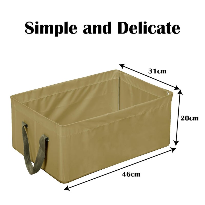 Kuber Industries Kuber Industries Pack of 3 Wardrobe Organizer Parachute Storage Box for Pants Sweater Jeans Drawer Organizer with Handles Foldable Metal Frame Storage Baskets for Clothing Brown - Image 3