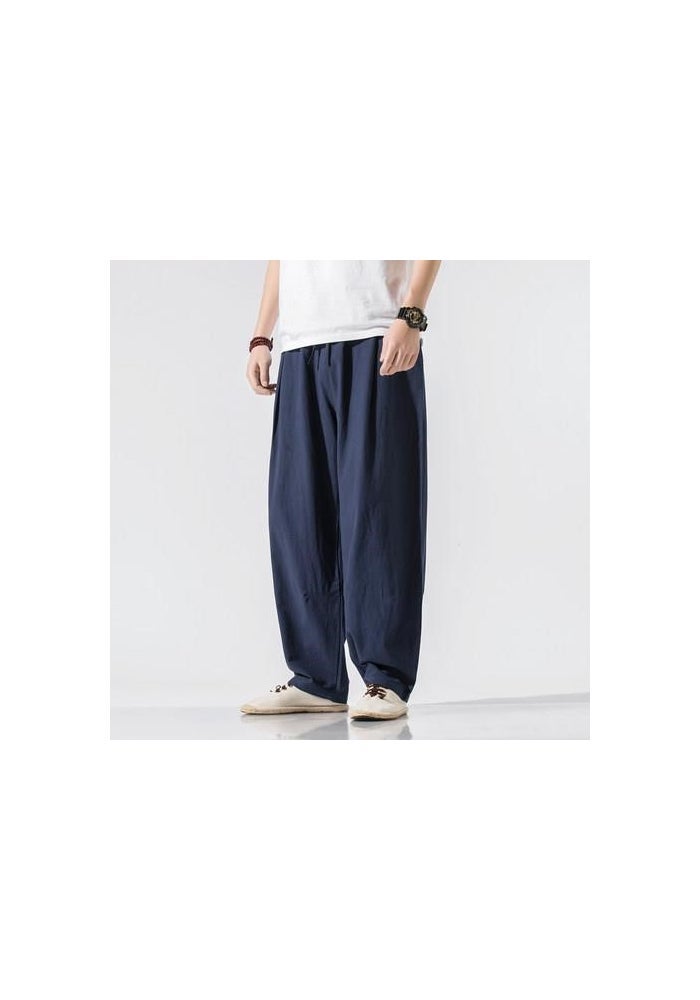 Summer Cotton and Linen Meditation Pants Thin Breathable Cool Zen Retro Linen Men's and Women's Chinese Style Comfortable Wide Leg Pants for Men - Image 1