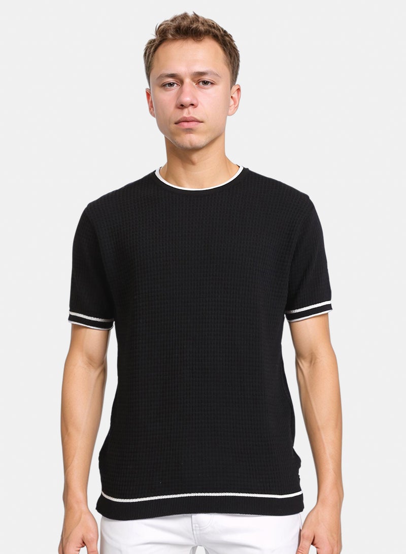 RAVIN Men Ravin Contrast-Trim Waffle Knit Short Sleeve T-Shirt - Image 1