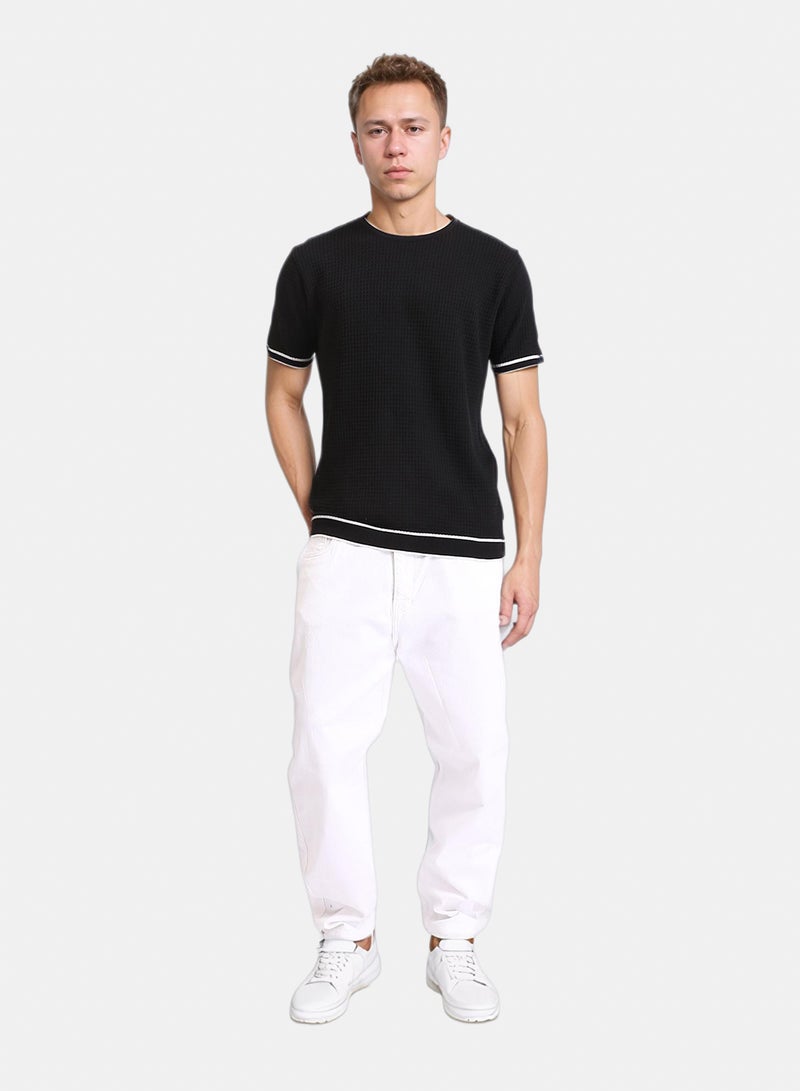 RAVIN Men Ravin Contrast-Trim Waffle Knit Short Sleeve T-Shirt - Image 4