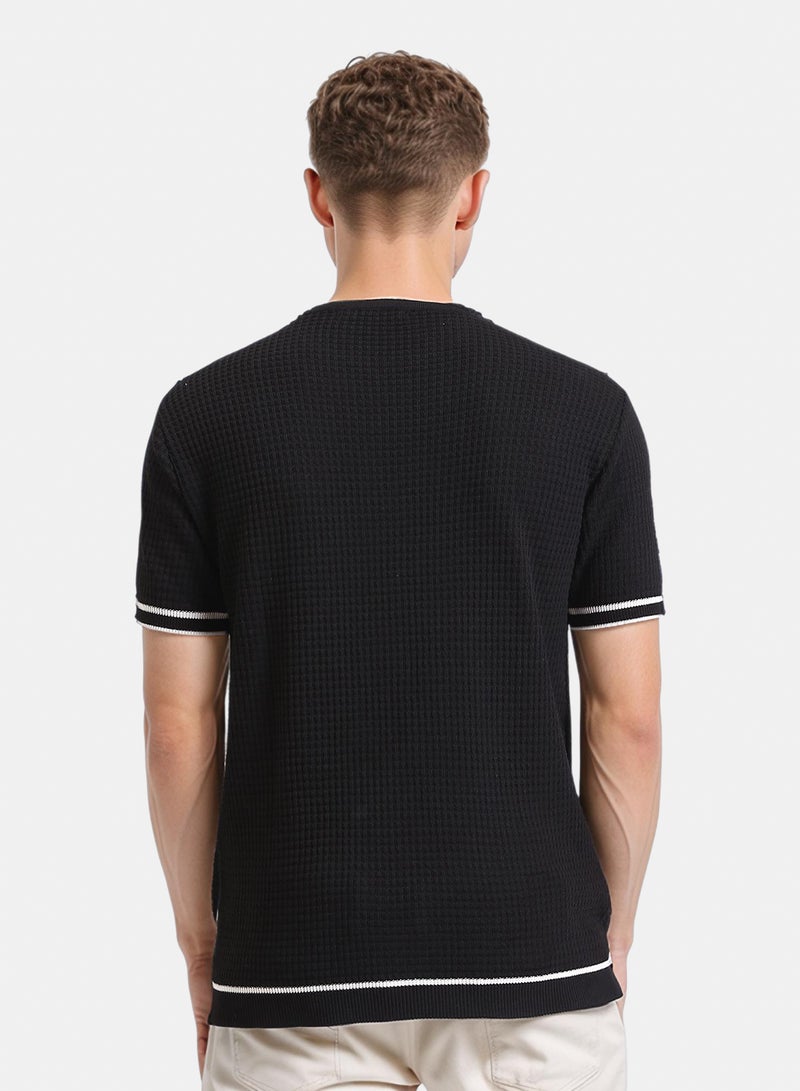 RAVIN Men Ravin Contrast-Trim Waffle Knit Short Sleeve T-Shirt - Image 2