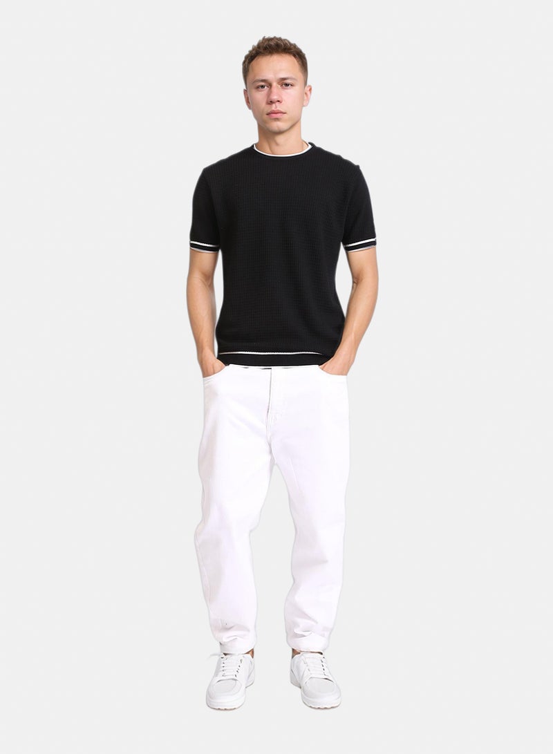 RAVIN Men Ravin Contrast-Trim Waffle Knit Short Sleeve T-Shirt - Image 5