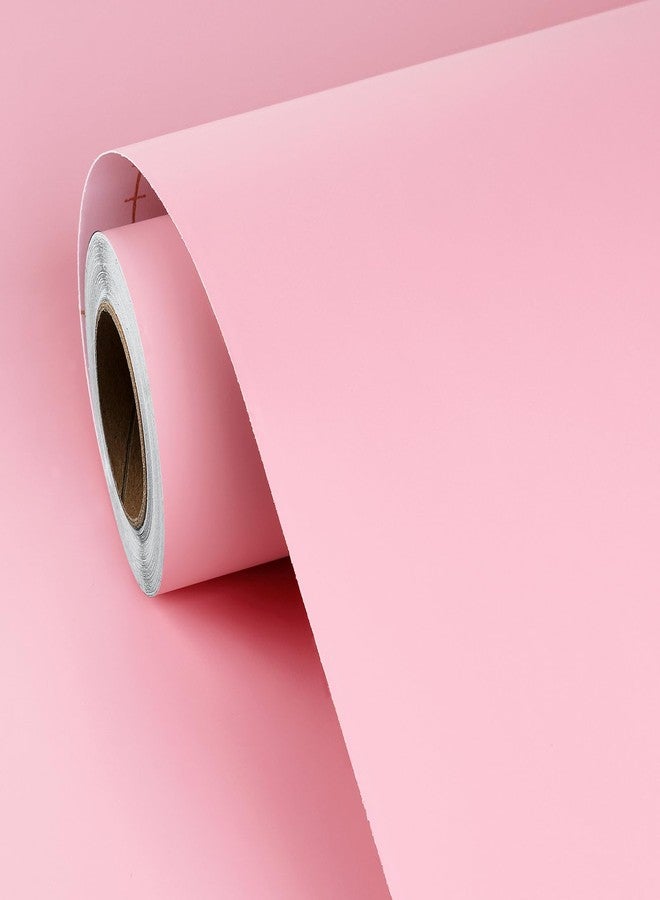 FunStick Cute Pink Wallpaper Peel and Stick Waterproof Light Pink Contact Paper Peel and Stick for Cabinets Classroom Desk Self Adhesive Wall Paper for Girls Bedroom Bathroom Walls Shelves 15.8"x78.8" - Image 1