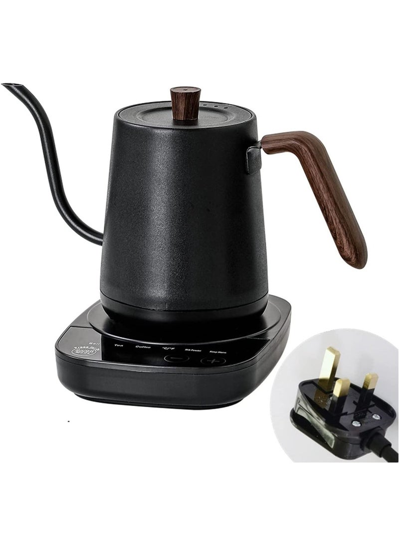 GGEROU Gooseneck Electric Kettle Temperature Control 0.8L, 4 Modes Pour Over Coffee and Tea Kettle Wood Handle,1000W,Black - Image 1