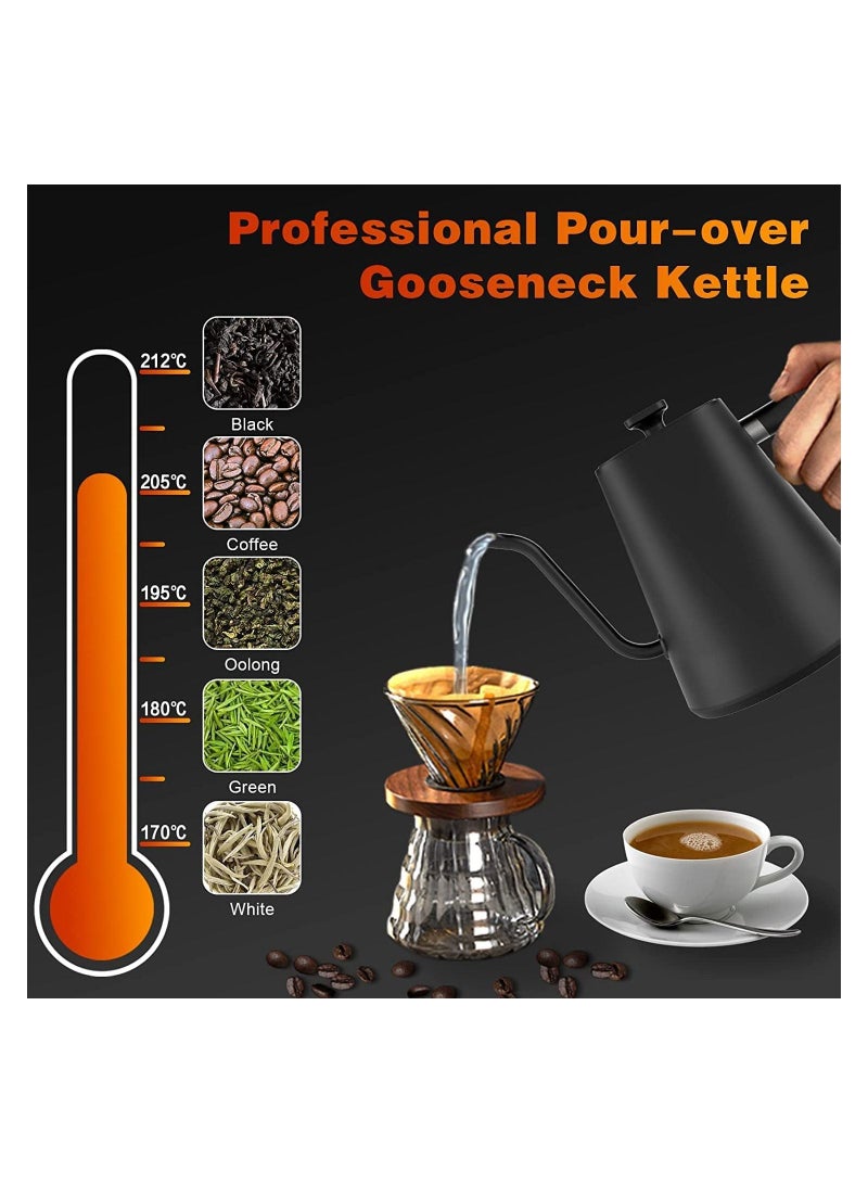 GGEROU Gooseneck Electric Kettle Temperature Control 0.8L, 4 Modes Pour Over Coffee and Tea Kettle Wood Handle,1000W,Black - Image 5