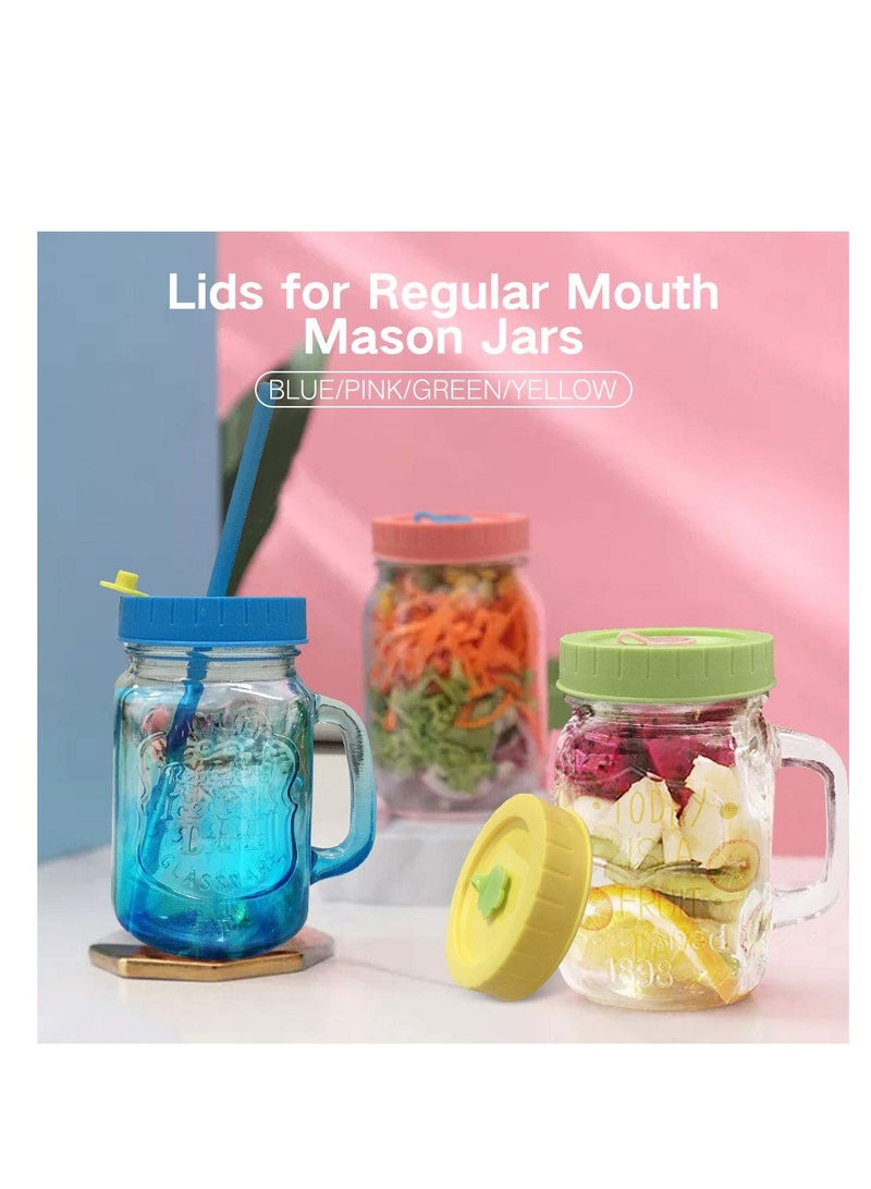 أغطية برطمان ماسون مع ثقب للشفط، قش بلاستيكي خالٍ من BPA، سدادات سيليكون، حلقات، وفرشاة تنظيف - عبوة تضم 26 قطعة للحلول المتعلقة بالشرب وتخزين الطعام. - Image 5