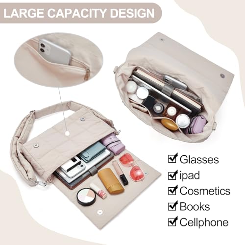 CLUCI حقيبة كتف كلوسي المنفوخة للنساء - حقيبة كروس بودي خفيفة الوزن من القطن المحشو - Image 4