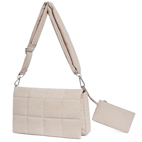 CLUCI حقيبة كتف كلوسي المنفوخة للنساء - حقيبة كروس بودي خفيفة الوزن من القطن المحشو - Image 1