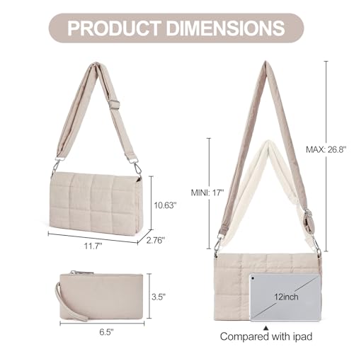 CLUCI حقيبة كتف كلوسي المنفوخة للنساء - حقيبة كروس بودي خفيفة الوزن من القطن المحشو - Image 3