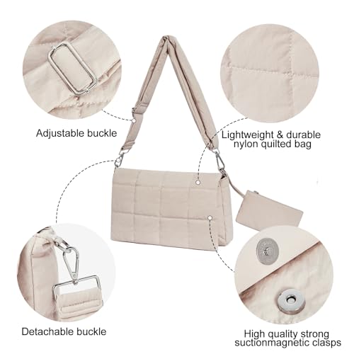 CLUCI حقيبة كتف كلوسي المنفوخة للنساء - حقيبة كروس بودي خفيفة الوزن من القطن المحشو - Image 5