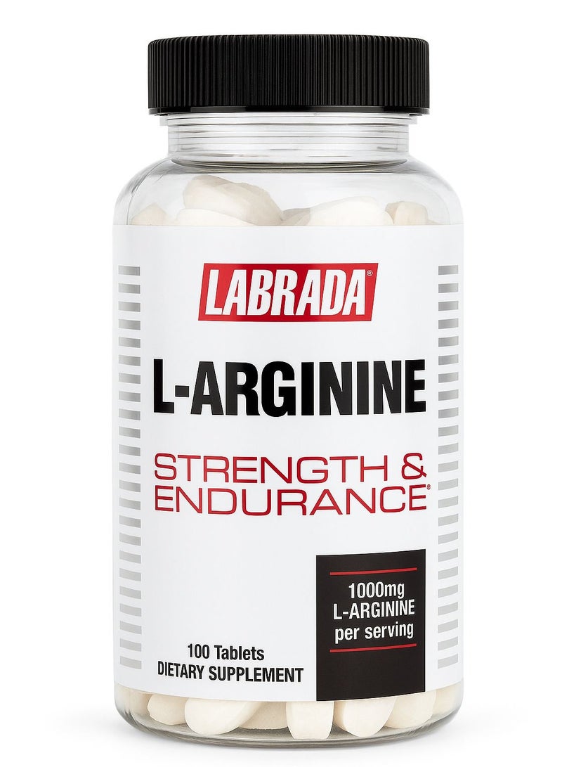 LABRADA L-Arginine 100 Tablets, 100% Pure 1000mg L-Arginine, Strength, Endurance  - Image 1