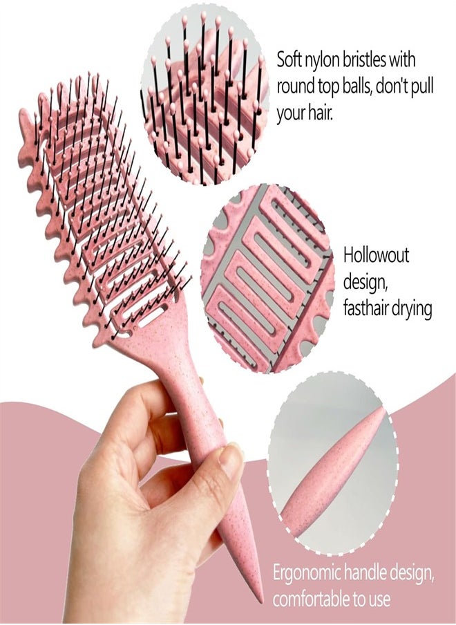 ZUKIMM - 2024 Newest Vented Curly Hair Brush, Bounce Curl Define Styling Brush, Wet Dry Detangler Hair Brush, The Essential Tool For Shaping and Styling Your Curls, Achieve Perfectly Defined Curls (Pink) - Image 1
